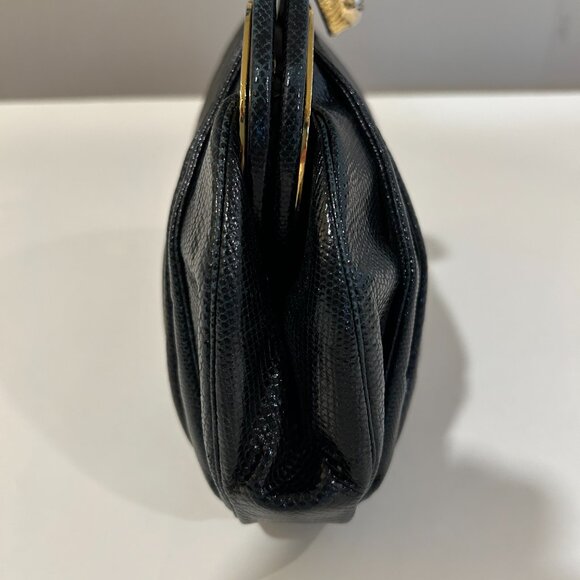 Rare Vintage Judith Leiber Black Leather with Monkey Face Clasp Handbag - Picture 6 of 15